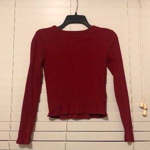 Red Long-Sleeve Crop Top